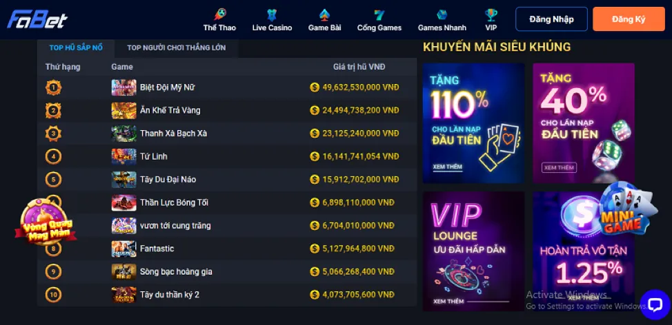 Các loại phần thưởng khi dùng top88 code